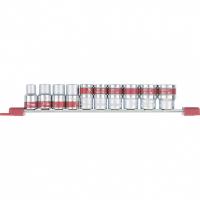 Набор торцевых головок matrix, 1/2", шестигранные, CrV, 10 штук, 10-22 мм, на планке