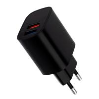 Зарядное устройство сетевое 2хUSB, 220В, чёрное, 2,1А