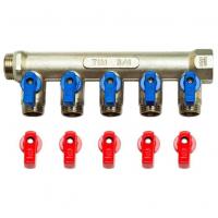 Коллектор TIM 3/4", 5 выходов x 1/2", краны шаровые