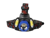 Фонарь налобный аккумуляторный ULTRAFLASH LED E1334, зум 250 м, 4 режима, 3 LED, 4Вт, 2х18650