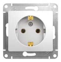 Розетка Systeme Electric "GLOSSA" белая 1СП с заземляющим контактом (рамка в комплекте)