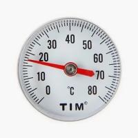 Термометр биметаллический 80°C, Ø40 мм, 1/4", осевое (тыльное) подключение