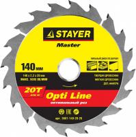 Диск пильный Stayer Master "OPTI-Line" по дереву 140х20х20Т