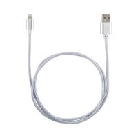 Шнур USB шт. - MicroUSB шт., 1 м, ткань, серебристый