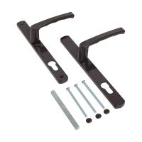Ручки для узкопрофильных дверей ЛДМ АГН-92.25.67-75 RAL 8019, коричневые, с пружиной, межосевое расстояние 92 мм "под пальчик"