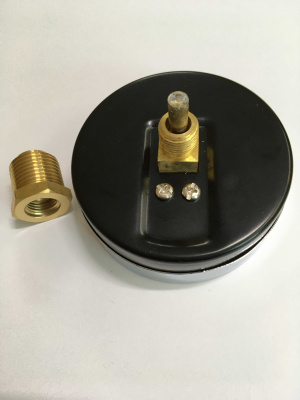 Термоманометр 1/2", 16 бар, 120°C, Ø80 мм, осевое (тыльное) подключение + клапан