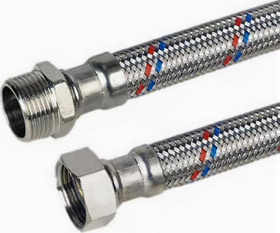 Подводка для воды ГИГАНТ в стальной оплётке, 3/4", 60 см, гайка/штуцер