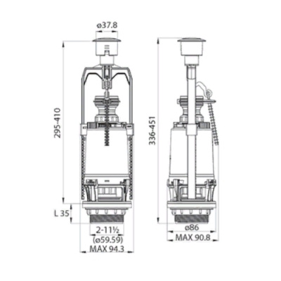 Арматура для бачка IDDIS, нижний подвод 1/2"