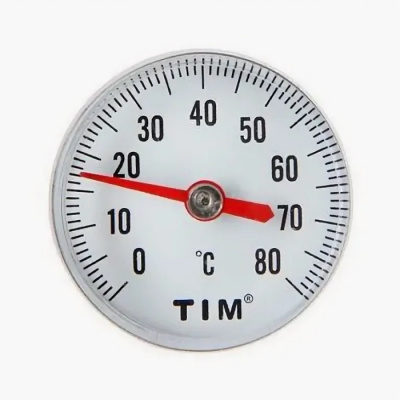 Термометр биметаллический 80°C, Ø40 мм, 1/4", осевое (тыльное) подключение