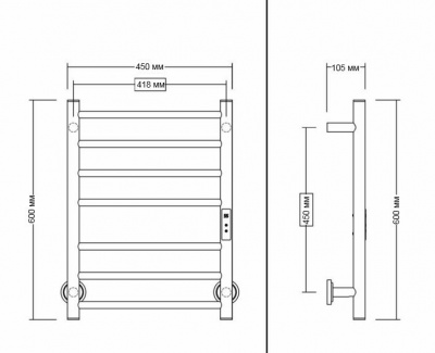 Полотенцесушитель электрический Maxonor PURE LIFE PL-TRE01-45-7-8, белый (подключение справа)