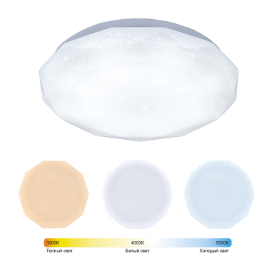Светильник LED IN HOME COMFORT DIAMOND, 75 Вт, 3000-6500 К, 500х90 мм, 6000 лм, с пультом ДУ