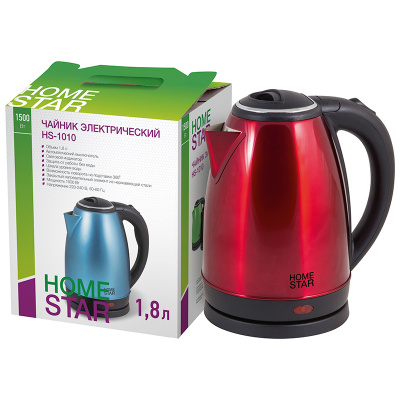 Чайник нержавейка HOMESTAR HS-1010, 1,8 л, 1500 Вт, красный