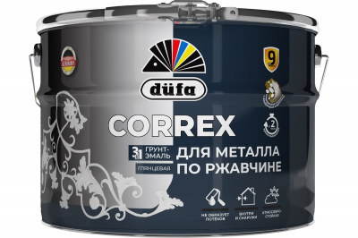 Грунт-эмаль по ржавчине 3 в 1 глянцевая düfa CORREX, RAL 3001 красная, 10 л