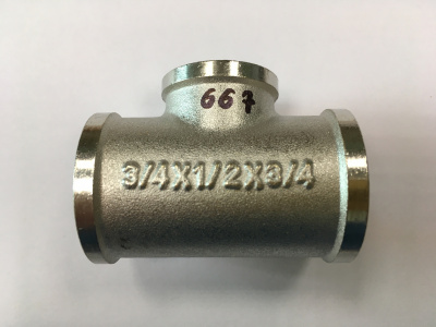 Тройник переходной 3/4"х1/2"х3/4" внутренние резьбы, латунный