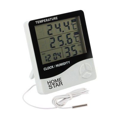 Термометр электронный HOMESTAR HS-0109, датчик влажности, часы, с выносным датчиком