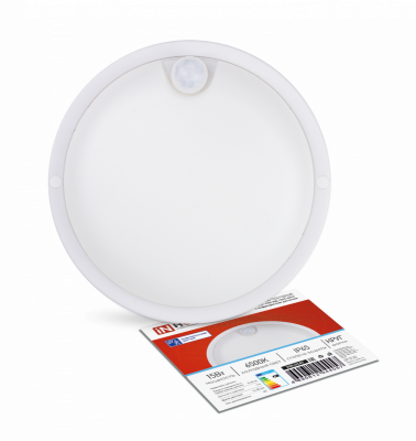 Светильник LED IN HOME СПП ИД-1565-КРУГ, 15 Вт, 6500 К, 1350 лм, IP65, с инфракрасным датчиком