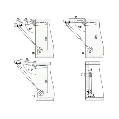 Кронштейн газовый StahlBuro N100, матовый чёрный