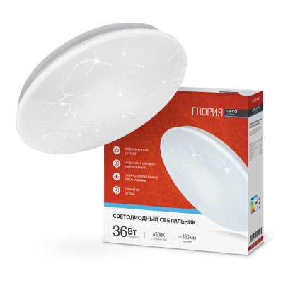 Светильник LED IN HOME DECO "ГЛОРИЯ", 36 Вт, 6500 К, 380x55 мм, IP40