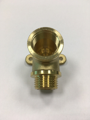 Уголок 1/2" в/н, с креплением, латунный