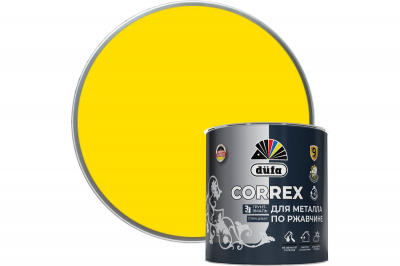 Грунт-эмаль по ржавчине 3 в 1 глянцевая düfa CORREX, RAL 1021 жёлтая, 2 л
