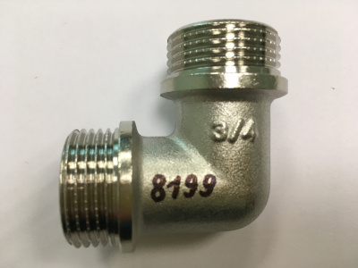 Уголок 3/4" наружные резьбы, латунный
