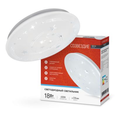 Светильник LED IN HOME DECO "СОЗВЕЗДИЕ", 18 Вт, 6500 К, 230x55 мм, IP40