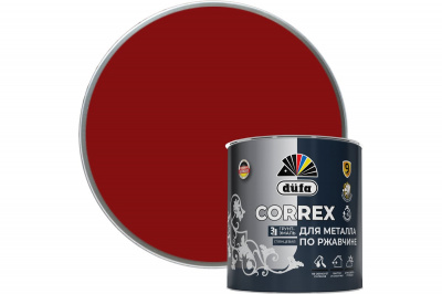 Грунт-эмаль по ржавчине 3 в 1 глянцевая düfa CORREX, RAL 3011 красно-коричневая, 2 л