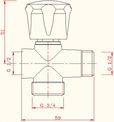 Кран для стиральной машины VALTEC, 1/2"н x 3/4"н x 1/2"в (вентиль)