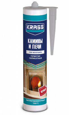 Герметик силикатный для каминов и печей KRASS, 300 мл., (чёрный)