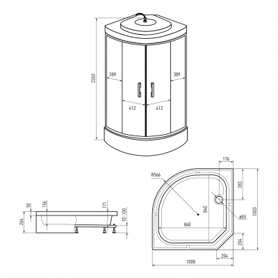 Душевая кабина ERLIT ER351026-C2-RUS (100х100х226 см)