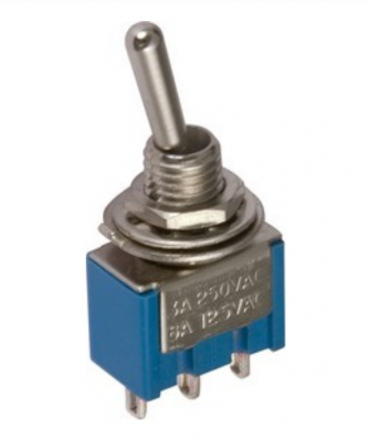 Тумблер MTS-102, малый, 250V, 3A (3с) ON-OFF