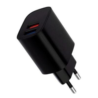 Зарядное устройство сетевое 2хUSB, 220В, чёрное, 2,1А