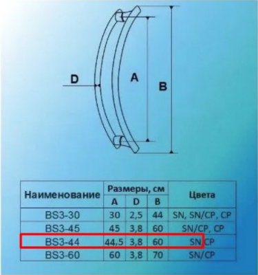 Ручки-скобы MSM BS3-44, 60 см, SN матовый никель, нержавеющая сталь