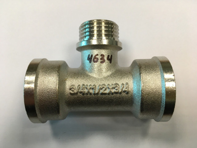 Тройник переходной 3/4"х1/2"х3/4" в/н/в, латунный