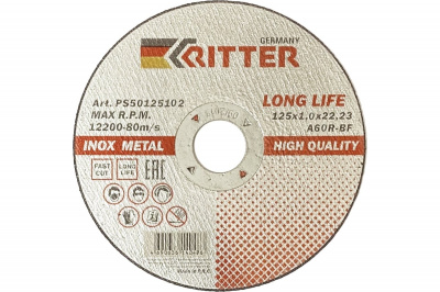 Круг отрезной RITTER металл + нерж.125х1,0х22,2