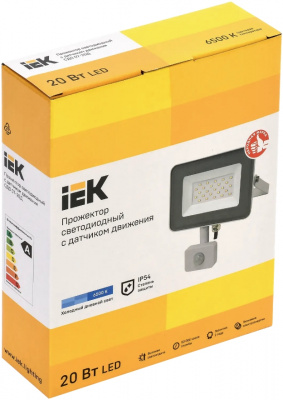 Прожектор LED IEK СДО-7-20Д, 20 Вт, с датчиком движения, IP54