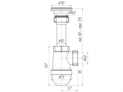 Сифон 1½"x40 мм