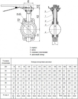 Затвор поворотный дисковый ручной, DN40