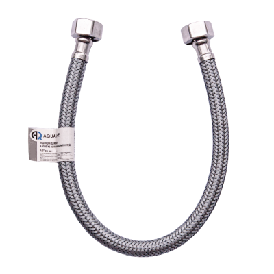 Подводка для воды AQUALINE, 1/2", 250 см, гайка/гайка, в оплётке из полиамидных нитей