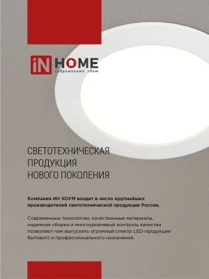 Панель светодиодная IN HOME RLP-VC, 24 Вт, 6500 К, 220 мм, 1920 лм, IP40 (круг)