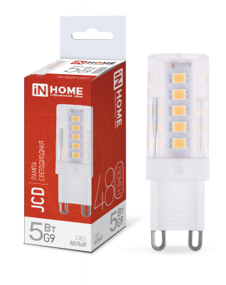 Лампа LED IN HOME JCD, G9, 230 В, 5 Вт, 4000 К, 480 лм