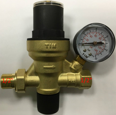 Клапан автоматической подпитки TIM 1/2" (с манометром)