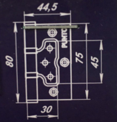 Петля PUNTO без врезки IN3200W-HD CP хром, 75х60х2,5 мм