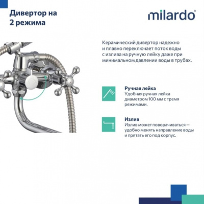 Смеситель для ванны milardo "Duplex" DUPSB02M10, с длинным изливом