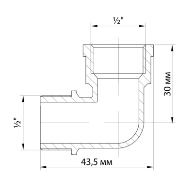Уголок 1/2" в/н, латунный, VRT