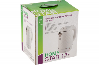 Чайник нержавейка HOMESTAR HS-1007, 1,7 л, 1500 Вт, белый