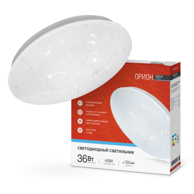 Светильник LED IN HOME DECO "ОРИОН", 36 Вт, 6500 К, 350x55 мм, IP40