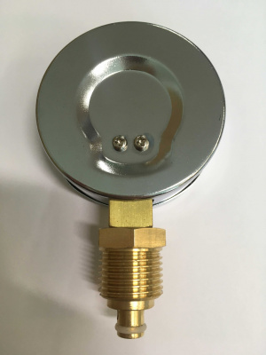 Манометр для компрессора, вертикальный, Ø62 мм, 10 бар, t-120°C, 1/2"