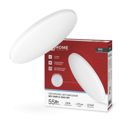 Светильник LED IN HOME NEO SIMPLE-5565-WH, 55 Вт, 6500 К, 375x59 мм, IP40