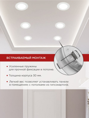 Панель светодиодная IN HOME RLP-VC, 9 Вт, 6500 К, 118 мм, 630 лм, круг